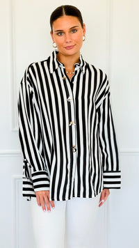 Empire Stripes Italian Blouse-110 Long Sleeve Tops-TATTOO Z-Coastal Bloom Boutique, find the trendiest versions of the popular styles and looks Located in Indialantic, FL