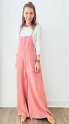 Cotton Washed Overall - Mauve-170 Bottoms-EASEL-Coastal Bloom Boutique, find the trendiest versions of the popular styles and looks Located in Indialantic, FL