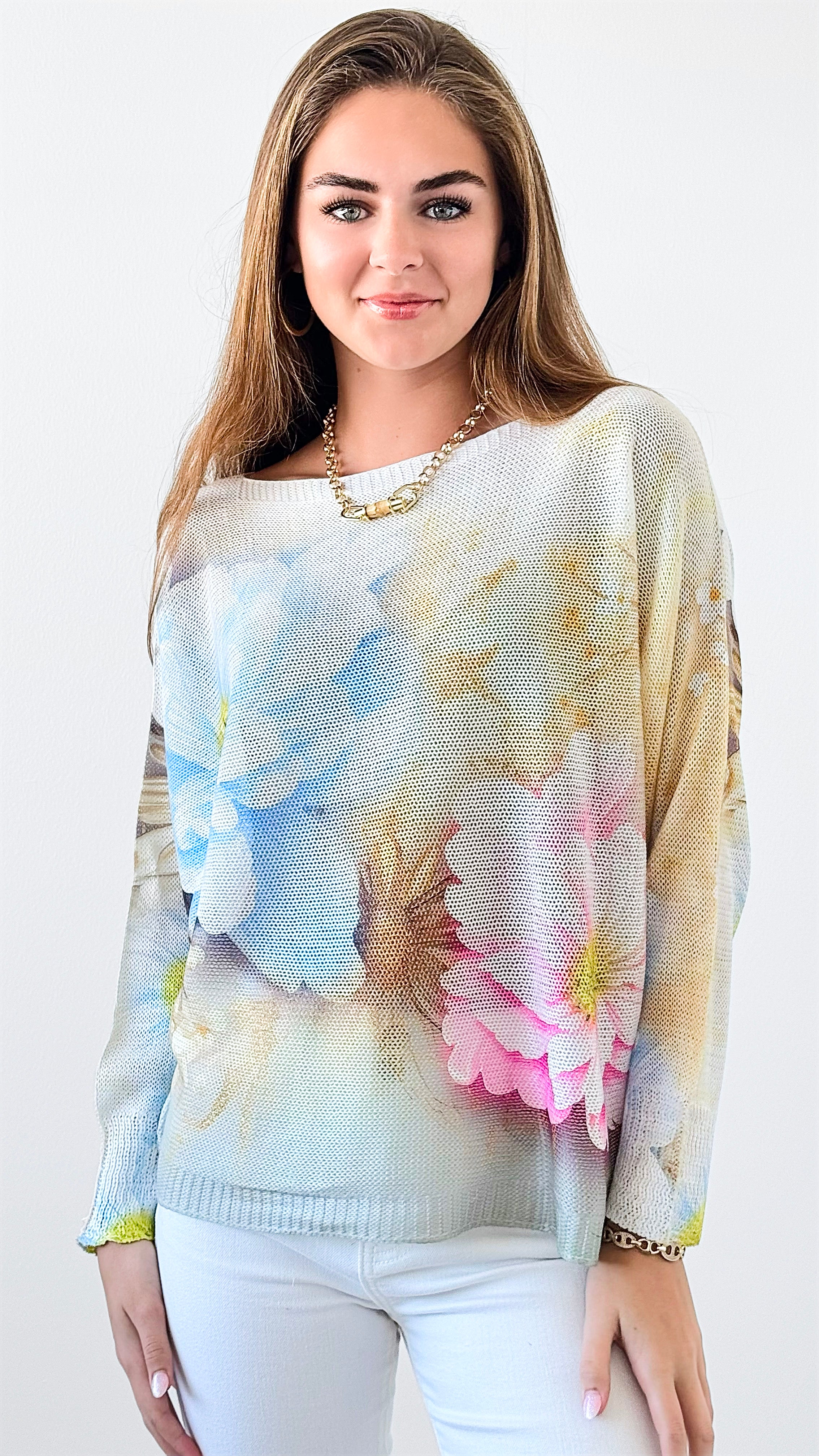 Blossom Italian St Tropez Knit-140 Sweaters-Italianissimo-Coastal Bloom Boutique, find the trendiest versions of the popular styles and looks Located in Indialantic, FL