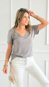 Sun-Kissed Ease Top - Heather Grey-110 Short Sleeve Tops-POL-Coastal Bloom Boutique, find the trendiest versions of the popular styles and looks Located in Indialantic, FL