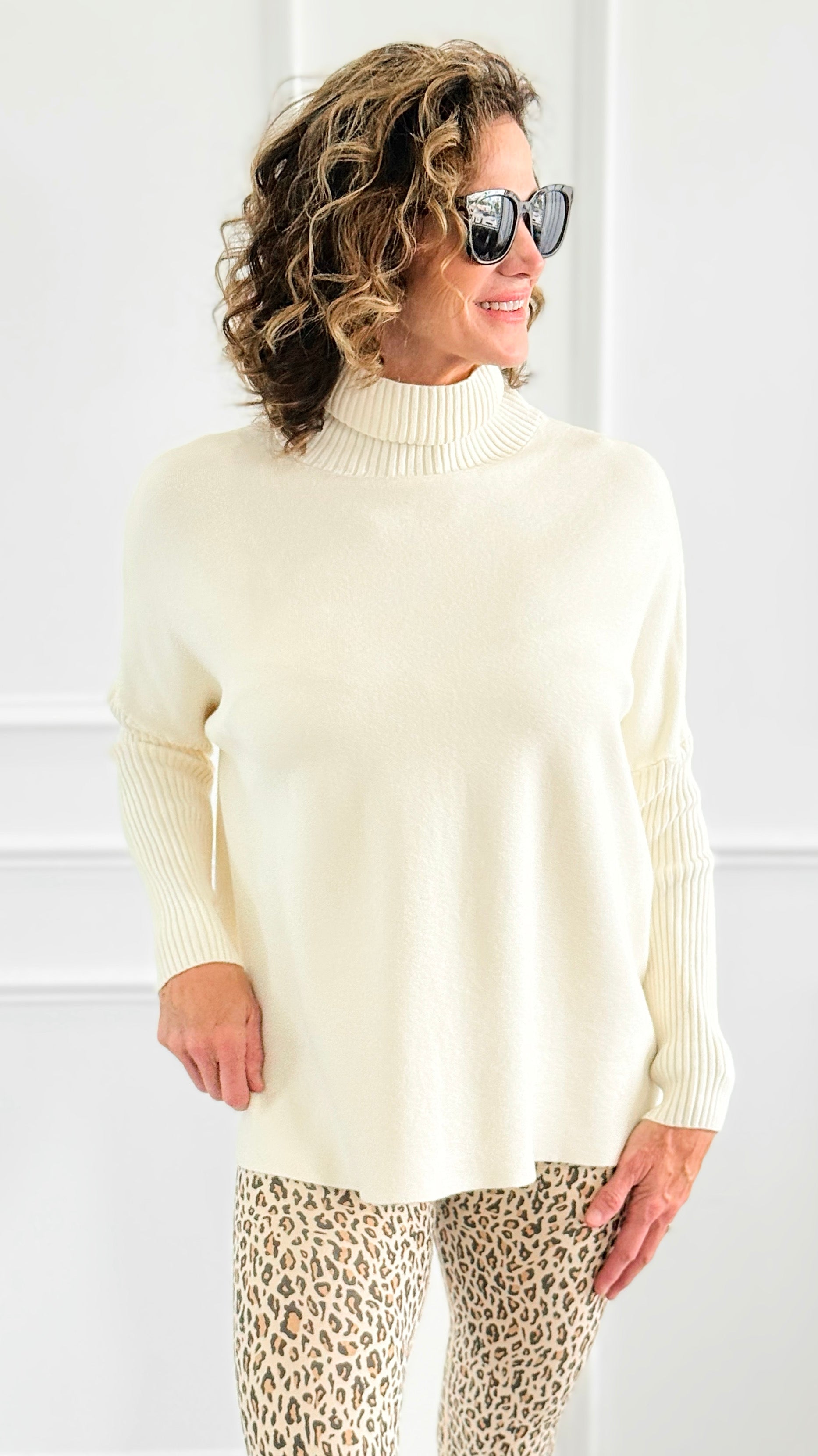 Luxe Turtle Neck Drop Shoulder Sweater-140 Sweaters-Z STUDIO-Coastal Bloom Boutique, find the trendiest versions of the popular styles and looks Located in Indialantic, FL