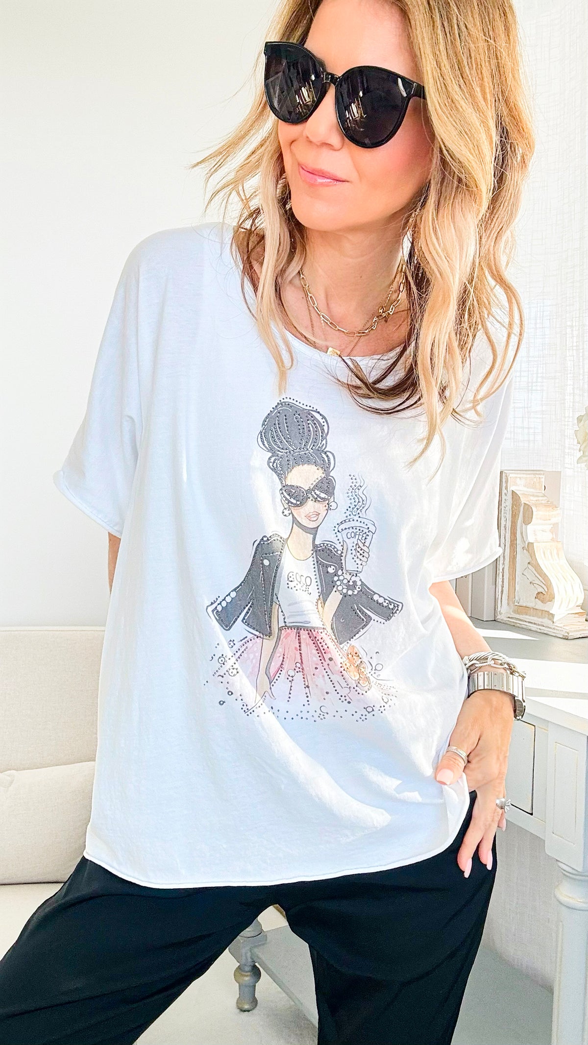 Chic Caffeine Italian Graphic Tee-110 Short Sleeve Tops-Germany-Coastal Bloom Boutique, find the trendiest versions of the popular styles and looks Located in Indialantic, FL