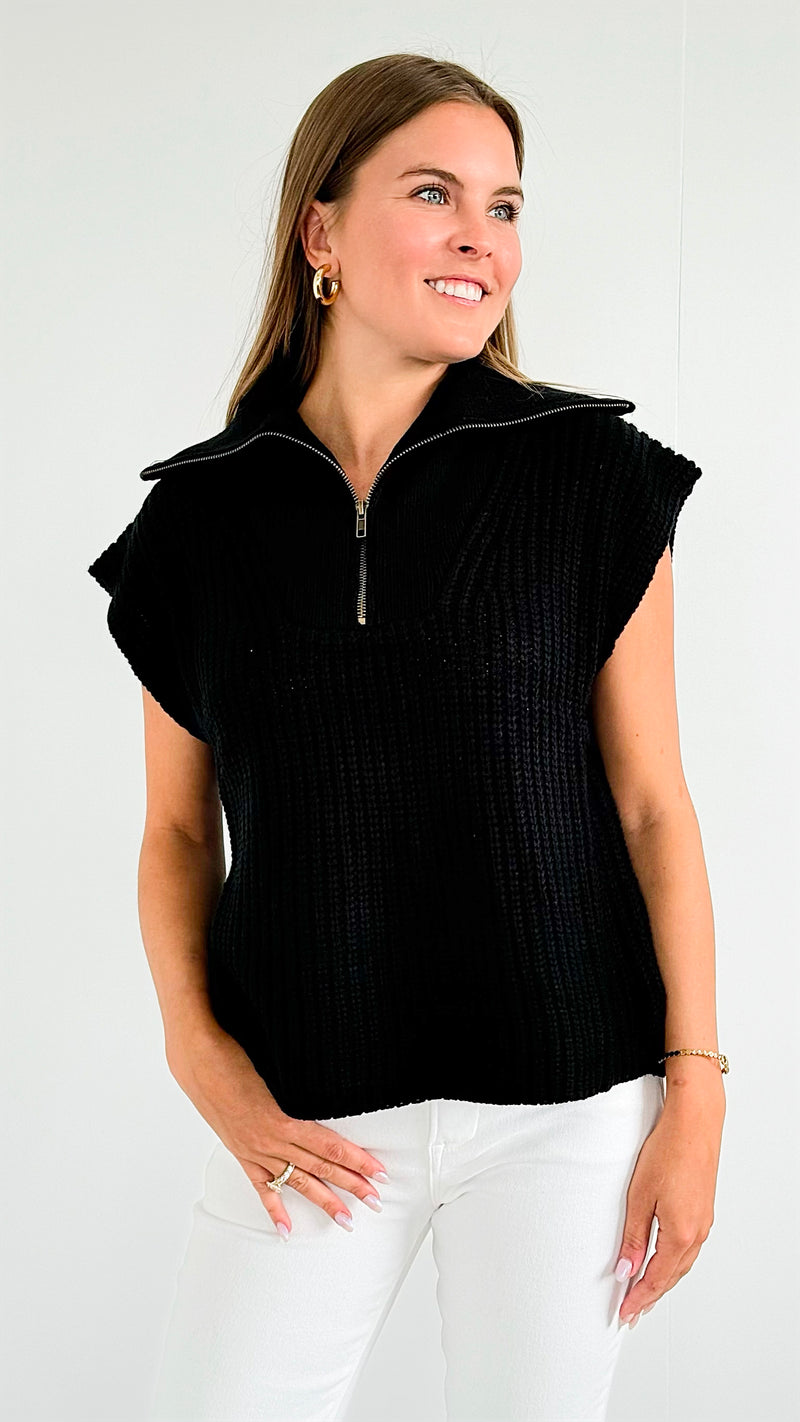 City Escape Zip Vest - Black-150 Cardigans/Layers-mystree-Coastal Bloom Boutique, find the trendiest versions of the popular styles and looks Located in Indialantic, FL