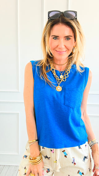 Relaxed Sleeveless Everyday Tank - Cobalt Blue