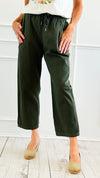 Italian Cropped Textured Woven Joggers-Fatigue-100 Pants-V SKY-Coastal Bloom Boutique, find the trendiest versions of the popular styles and looks Located in Indialantic, FL