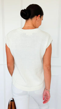 Signature Side Button Knit Vest - Cream-150 Cardigans/Layers-idem ditto-Coastal Bloom Boutique, find the trendiest versions of the popular styles and looks Located in Indialantic, FL