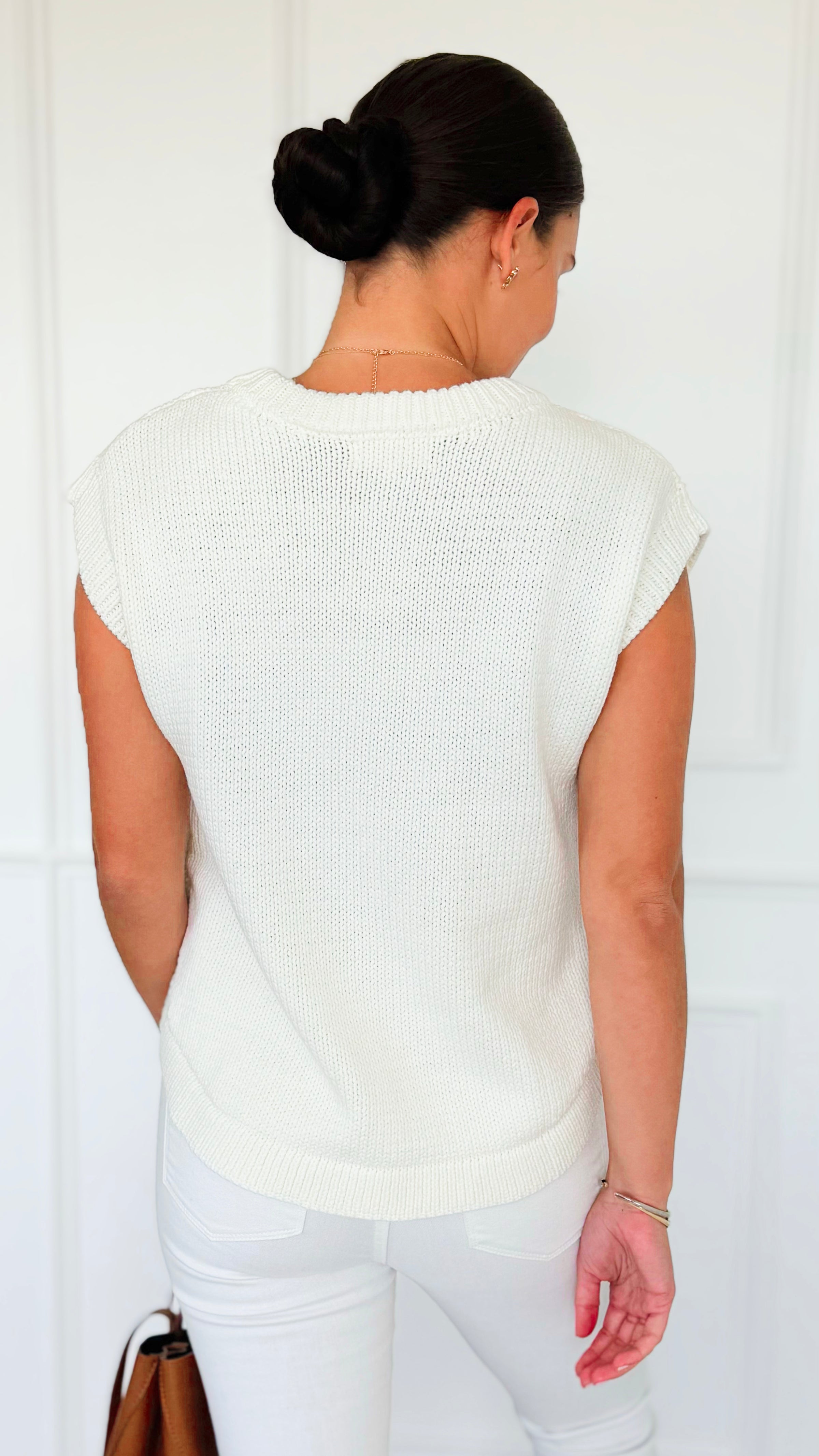 Signature Side Button Knit Vest - Cream-150 Cardigans/Layers-idem ditto-Coastal Bloom Boutique, find the trendiest versions of the popular styles and looks Located in Indialantic, FL