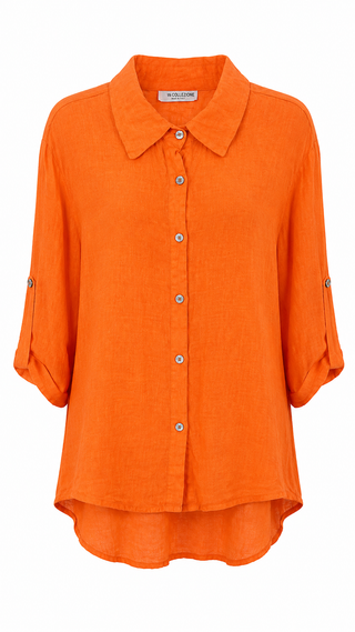 Sunlit Stroll Linen Italian Button- Up Tunic