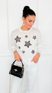Star Wild Long Sleeve Top- White-110 Long Sleeve Tops-V SKY-Coastal Bloom Boutique, find the trendiest versions of the popular styles and looks Located in Indialantic, FL