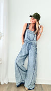 Fabulous in Flare Acid Wash Jumpsuit-200 Dresses/Jumpsuits/Rompers-ee:some-Coastal Bloom Boutique, find the trendiest versions of the popular styles and looks Located in Indialantic, FL