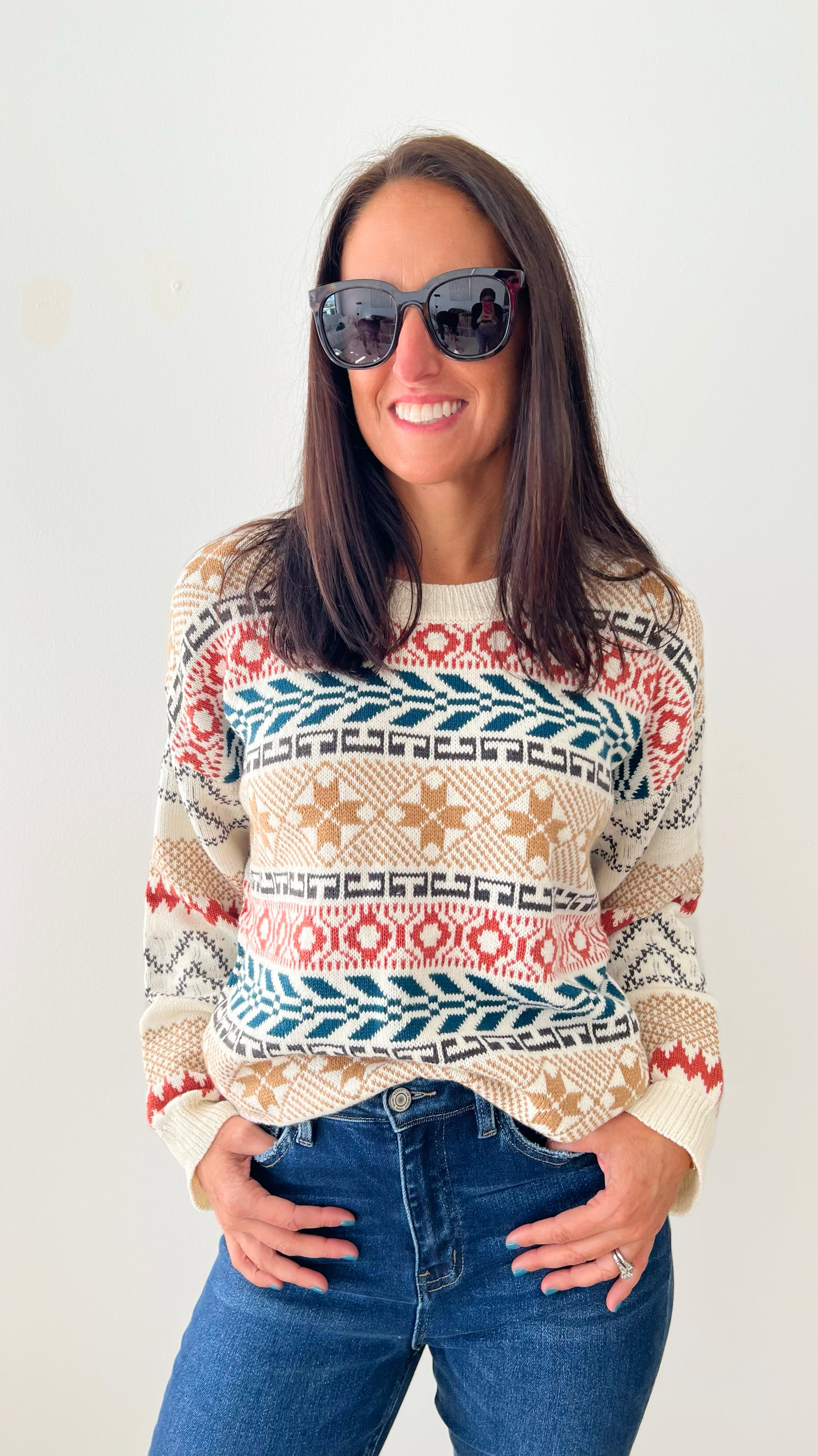Ski Lodge Knit Sweater-140 Sweaters-Gigio-Coastal Bloom Boutique, find the trendiest versions of the popular styles and looks Located in Indialantic, FL