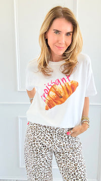 Croissant Italian T-Shirt-110 Short Sleeve Tops-Italianissimo-Coastal Bloom Boutique, find the trendiest versions of the popular styles and looks Located in Indialantic, FL