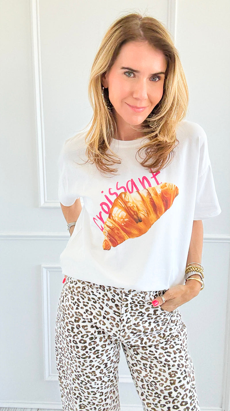 Croissant Italian T-Shirt-110 Short Sleeve Tops-Italianissimo-Coastal Bloom Boutique, find the trendiest versions of the popular styles and looks Located in Indialantic, FL