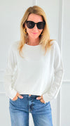 Soho Italian Boatneck Pullover - Ivory-140 Sweaters-Italianissimo-Coastal Bloom Boutique, find the trendiest versions of the popular styles and looks Located in Indialantic, FL