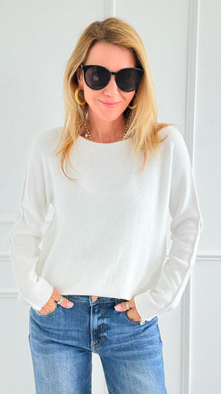 Soho Italian Boatneck Pullover - Ivory-140 Sweaters-Italianissimo-Coastal Bloom Boutique, find the trendiest versions of the popular styles and looks Located in Indialantic, FL
