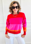 Sunset Kiss Colorblock Knit Sweater-140 Sweaters-Rousseau-Coastal Bloom Boutique, find the trendiest versions of the popular styles and looks Located in Indialantic, FL