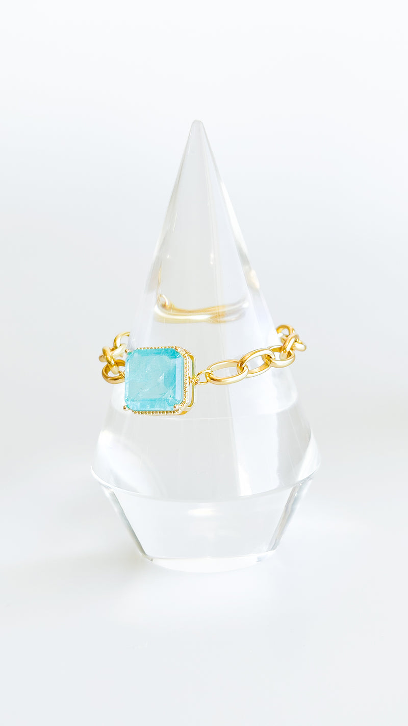 Chunky Crystal Square Magnetic Bracelet - Bahamian Blue-230 Jewelry-AF Designs-Coastal Bloom Boutique, find the trendiest versions of the popular styles and looks Located in Indialantic, FL