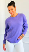 Round Neck Basic Sweater - Lavender-140 Sweaters-Zenana-Coastal Bloom Boutique, find the trendiest versions of the popular styles and looks Located in Indialantic, FL