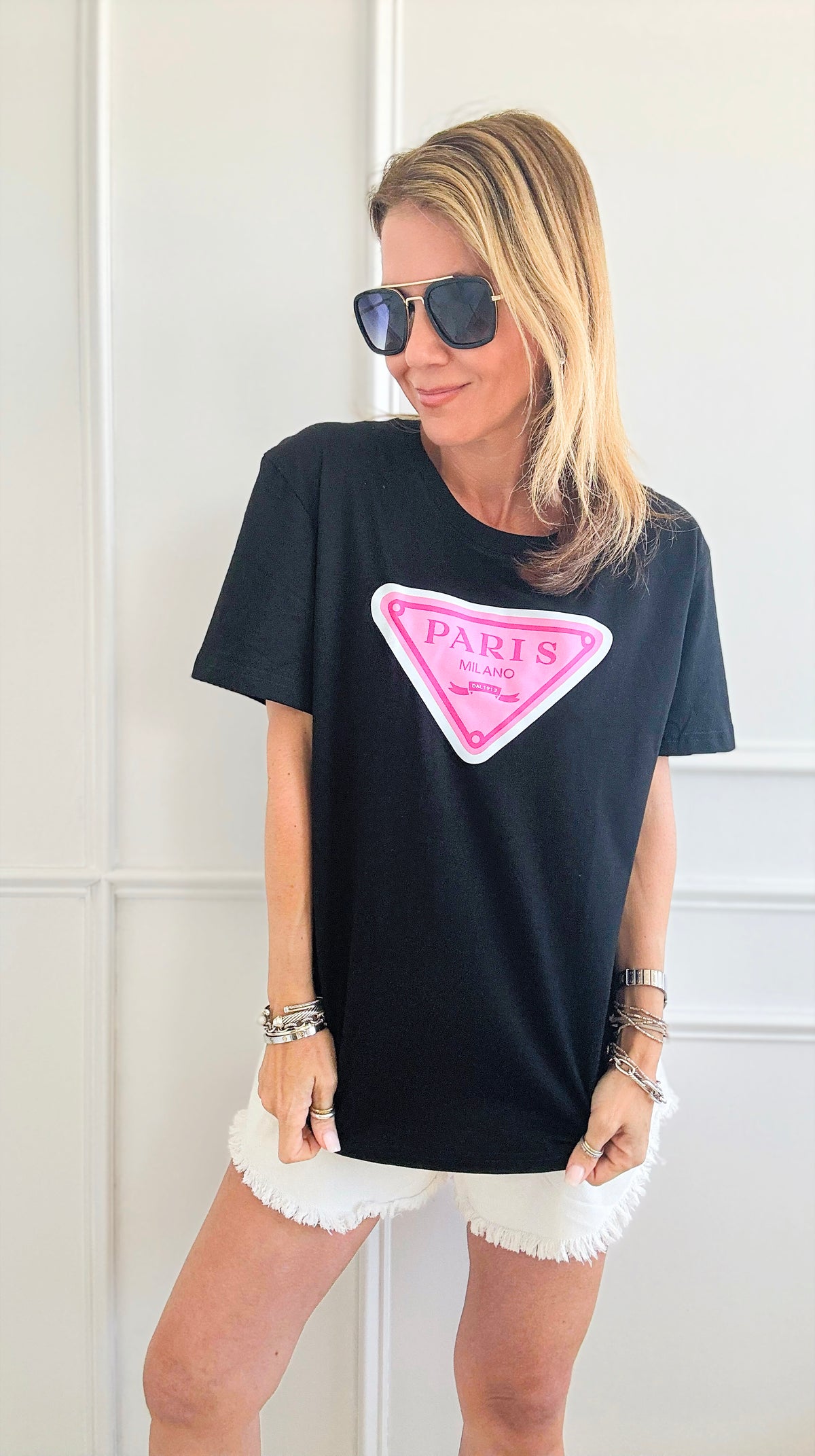 Parisian Rendez-Vous Printed T-Shirt-110 Short Sleeve Tops-Chasing Bandits-Coastal Bloom Boutique, find the trendiest versions of the popular styles and looks Located in Indialantic, FL