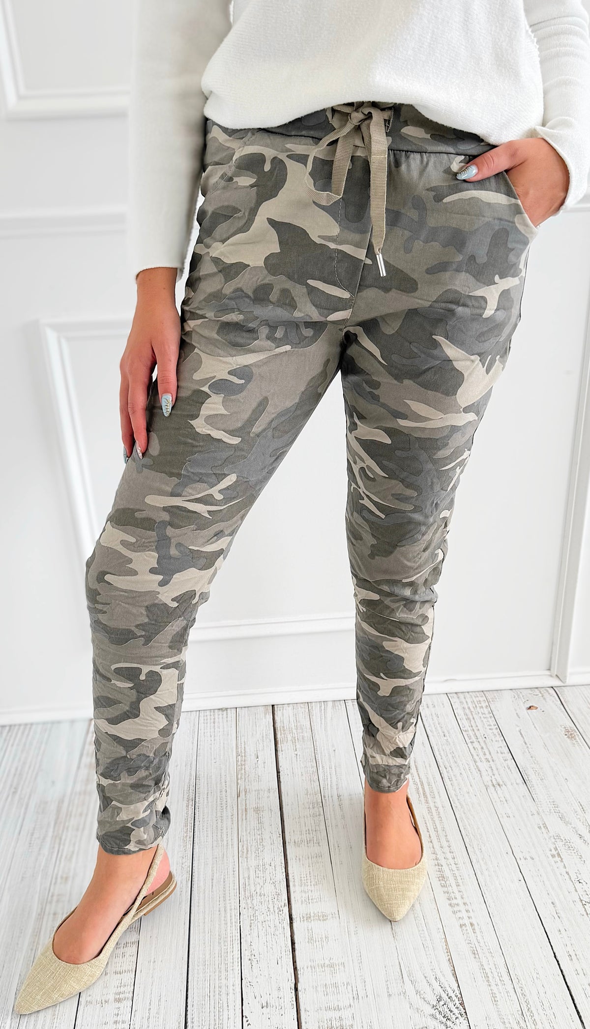 Urban Camo Italian Jogger- Taupe/Grey-180 Joggers-SUNNY HOLIDAYS-Coastal Bloom Boutique, find the trendiest versions of the popular styles and looks Located in Indialantic, FL