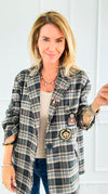 Bee Chic Italian Blazer- Gray-160 Jackets-TATTOO Z-Coastal Bloom Boutique, find the trendiest versions of the popular styles and looks Located in Indialantic, FL
