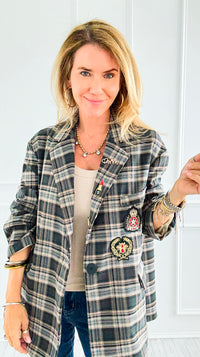 Bee Chic Italian Blazer- Gray-160 Jackets-TATTOO Z-Coastal Bloom Boutique, find the trendiest versions of the popular styles and looks Located in Indialantic, FL