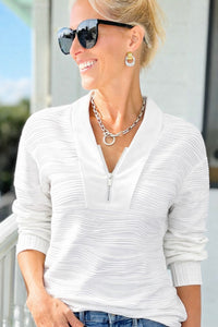 Wave Textured Zip-Up Sweatshirt