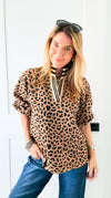 Textured Leopard Puff Sleeve Top-130 Long Sleeve Tops-JODIFL-Coastal Bloom Boutique, find the trendiest versions of the popular styles and looks Located in Indialantic, FL