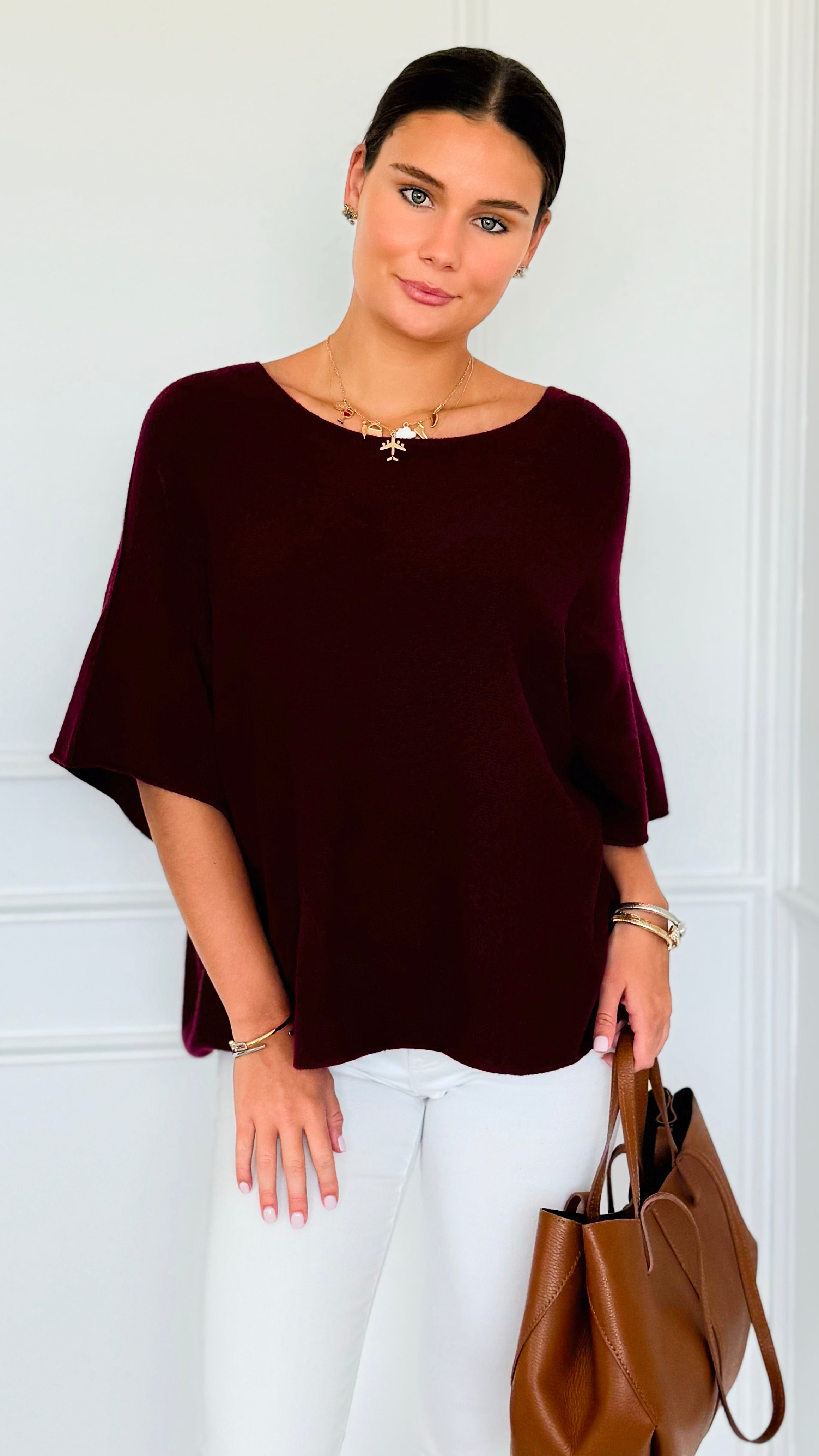 Winter in Amalfi Italian Top - Wine-140 Sweaters-Italianissimo-Coastal Bloom Boutique, find the trendiest versions of the popular styles and looks Located in Indialantic, FL