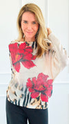 Rosso Selvaggio Italian St Tropez Sweater- Wild Rose-140 Sweaters-SORPRESA-Coastal Bloom Boutique, find the trendiest versions of the popular styles and looks Located in Indialantic, FL