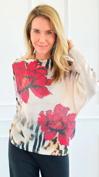 Rosso Selvaggio Italian St Tropez Sweater- Wild Rose-140 Sweaters-SORPRESA-Coastal Bloom Boutique, find the trendiest versions of the popular styles and looks Located in Indialantic, FL