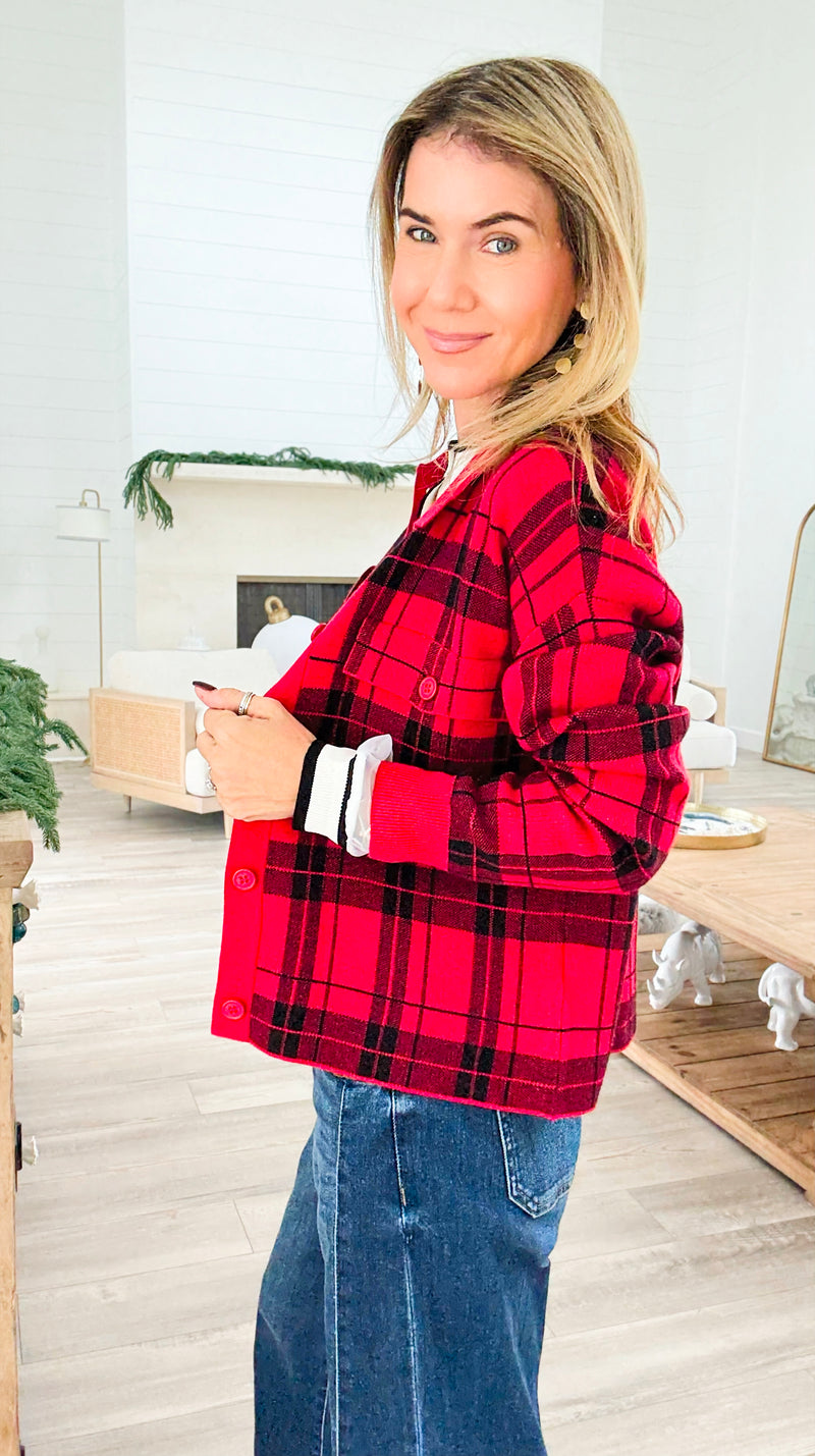 Aspen Après Ski Plaid Cardigan-150 Cardigans/Layers-White Birch-Coastal Bloom Boutique, find the trendiest versions of the popular styles and looks Located in Indialantic, FL
