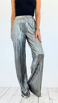 Starlight Glam Metallic Pants-170 Bottoms-Canvas Apparel-Coastal Bloom Boutique, find the trendiest versions of the popular styles and looks Located in Indialantic, FL