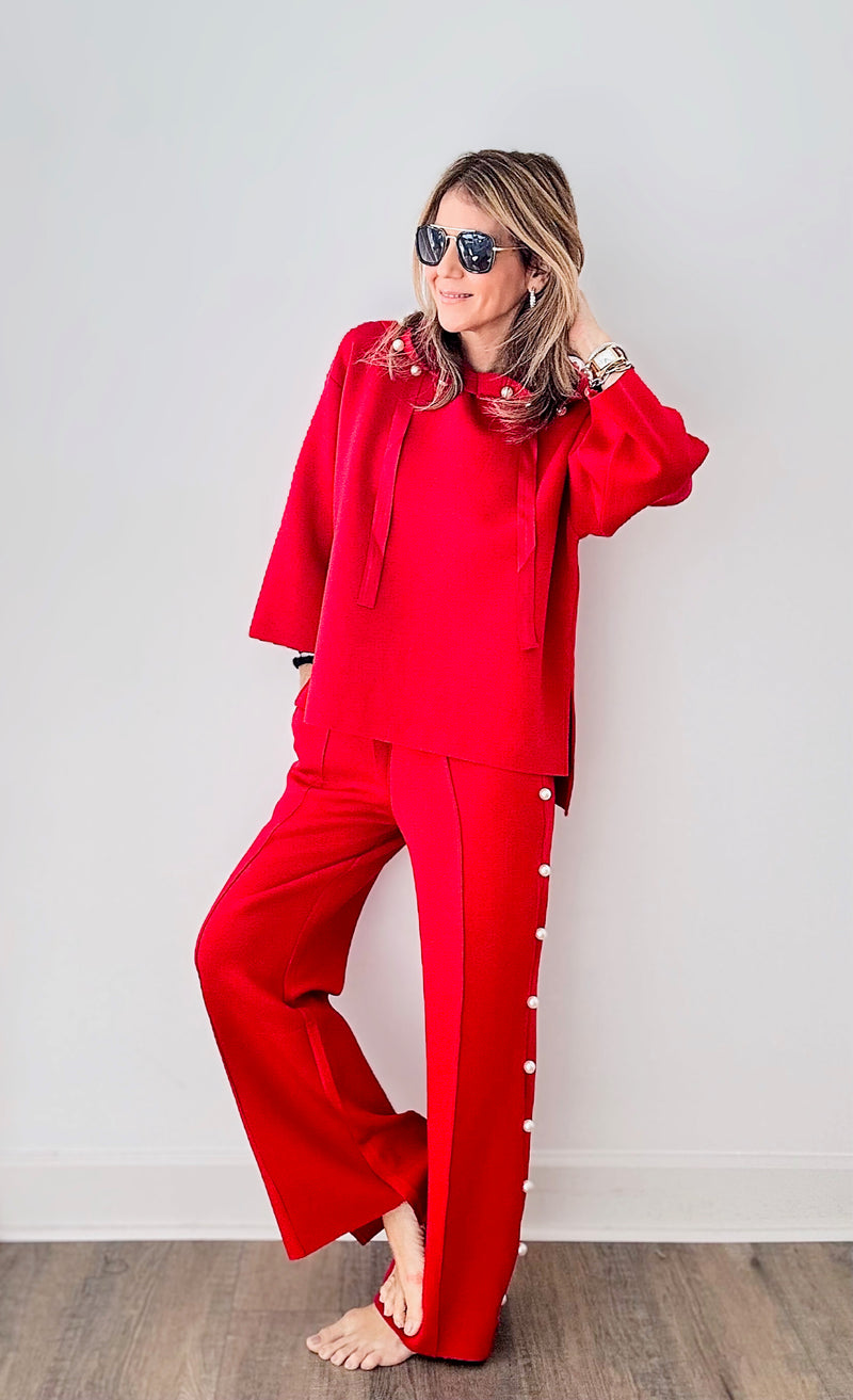 Elmwood Pearl Pant - Scarlet Red-170 Bottoms-Joh Apparel-Coastal Bloom Boutique, find the trendiest versions of the popular styles and looks Located in Indialantic, FL