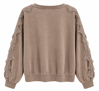 Romantic Lace Sleeve Italian Top - Mocha