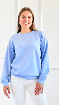 Everyday Luxe Sweatshirt - Spring Blue-130 Long Sleeve Tops-Zenana-Coastal Bloom Boutique, find the trendiest versions of the popular styles and looks Located in Indialantic, FL