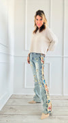 Boho Bloom Flare Jeans-170 Bottoms-SMOKE RISE RED-Coastal Bloom Boutique, find the trendiest versions of the popular styles and looks Located in Indialantic, FL