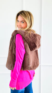 Winter Whisper Faux Fur Vest- Chocolate-160 Jackets-IRIS-Coastal Bloom Boutique, find the trendiest versions of the popular styles and looks Located in Indialantic, FL