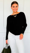 Ribbed Italian Pullover- Black-140 Sweaters-Italianissimo-Coastal Bloom Boutique, find the trendiest versions of the popular styles and looks Located in Indialantic, FL
