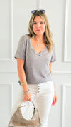 Sun-Kissed Ease Top - Heather Grey-110 Short Sleeve Tops-POL-Coastal Bloom Boutique, find the trendiest versions of the popular styles and looks Located in Indialantic, FL