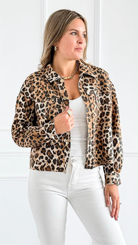 Leopard Print Cropped Jacket-160 Jackets-7Mango7-Coastal Bloom Boutique, find the trendiest versions of the popular styles and looks Located in Indialantic, FL