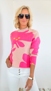 Floral Printed Crop Sweater-140 Sweaters-Anniewear-Coastal Bloom Boutique, find the trendiest versions of the popular styles and looks Located in Indialantic, FL