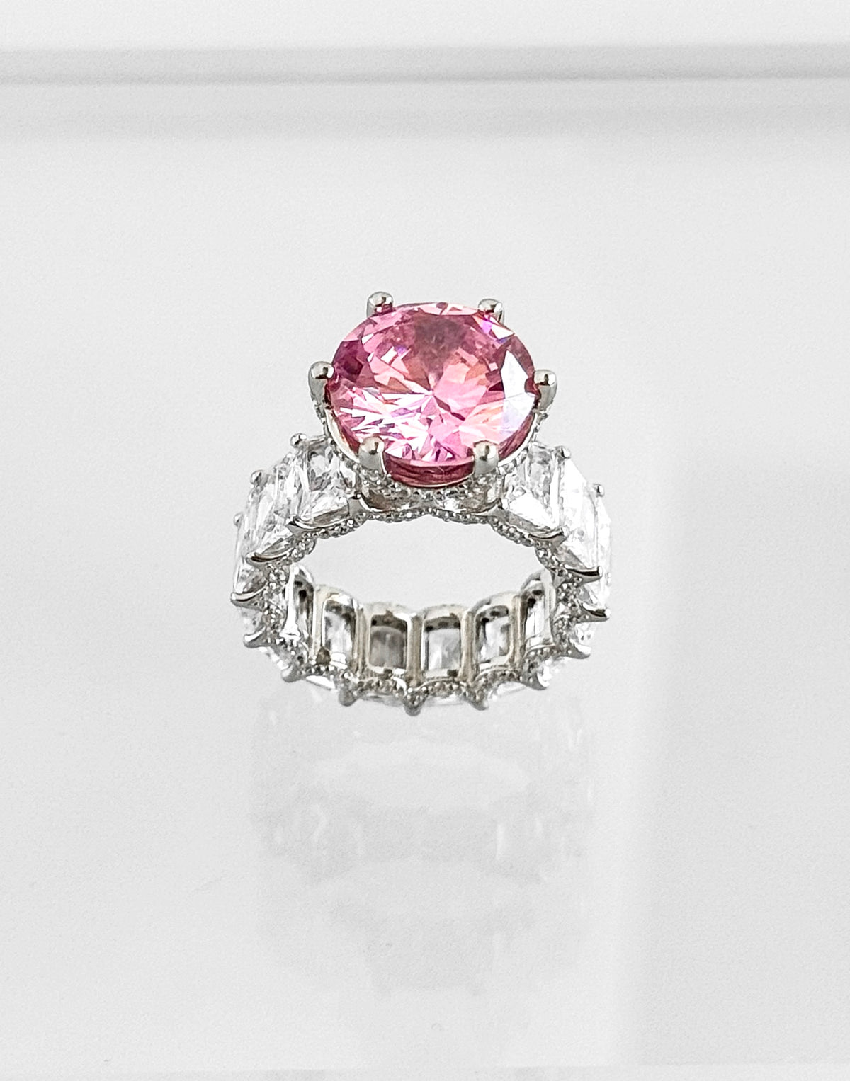 Sterling Silver Mega Light Pink Round Baguette Band Ring- Silver-230 Jewelry-NYC-Coastal Bloom Boutique, find the trendiest versions of the popular styles and looks Located in Indialantic, FL