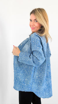 Stardust Denim Blouse-130 Long Sleeve Tops-litaga-Coastal Bloom Boutique, find the trendiest versions of the popular styles and looks Located in Indialantic, FL