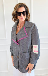 Bright Herringbone Star Italian Jacket-160 Jackets-AZUL MONACO-Coastal Bloom Boutique, find the trendiest versions of the popular styles and looks Located in Indialantic, FL