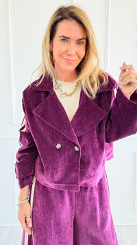 Tracked Threads Cropped Italian Jacket- Plum