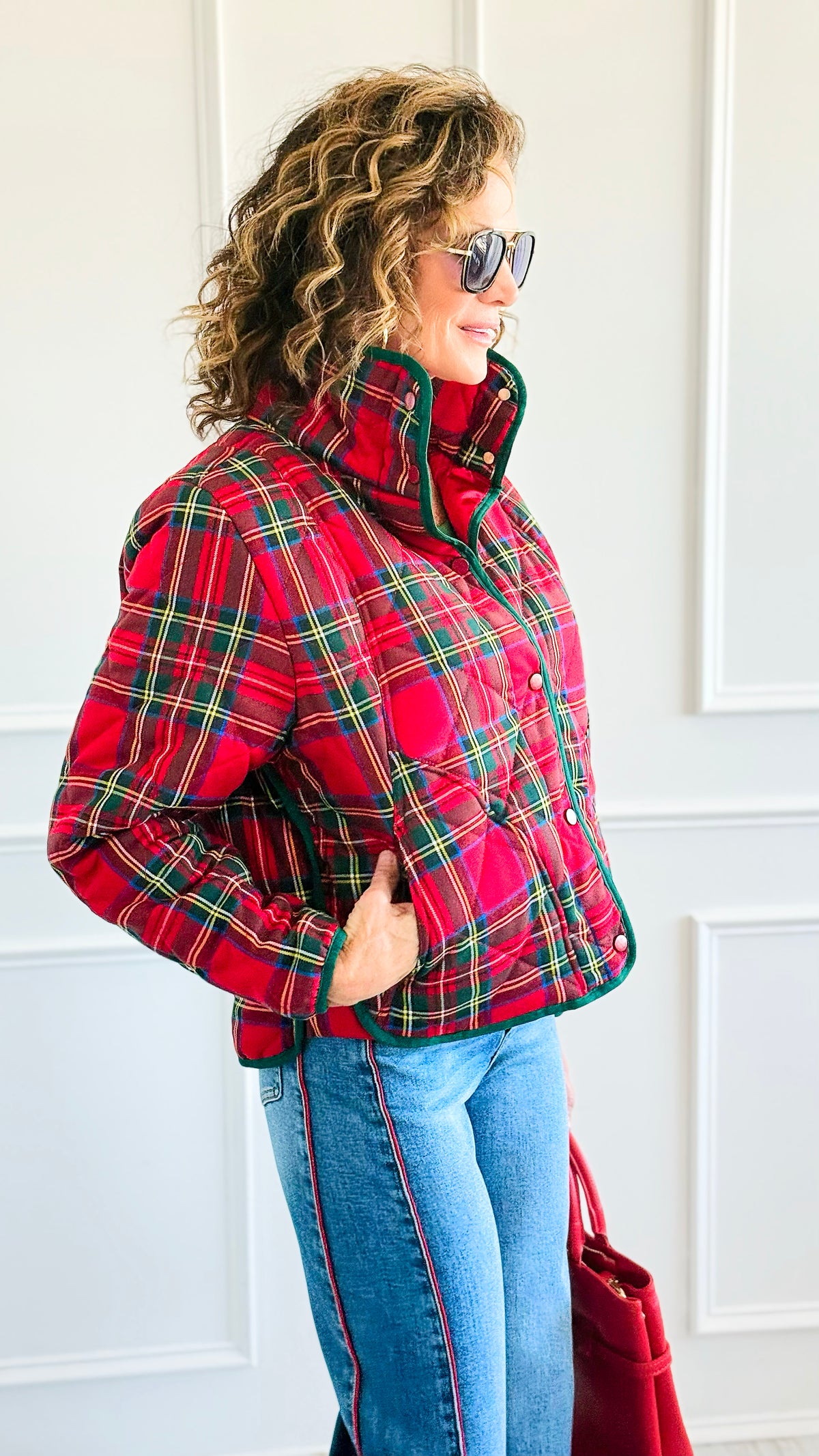 Holly Jolly Snap Front Jacket-160 Jackets-BIBI-Coastal Bloom Boutique, find the trendiest versions of the popular styles and looks Located in Indialantic, FL