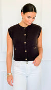 Gallery Walk Button Accent Vest-150 Cardigan Layers-Blu Pepper-Coastal Bloom Boutique, find the trendiest versions of the popular styles and looks Located in Indialantic, FL