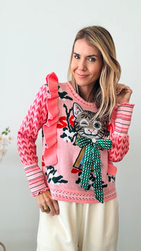 Kitt Kat Embroidered Statement Sweater-140 Sweaters-CBALY-Coastal Bloom Boutique, find the trendiest versions of the popular styles and looks Located in Indialantic, FL