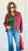 Holly Jolly Snap Front Jacket-160 Jackets-BIBI-Coastal Bloom Boutique, find the trendiest versions of the popular styles and looks Located in Indialantic, FL